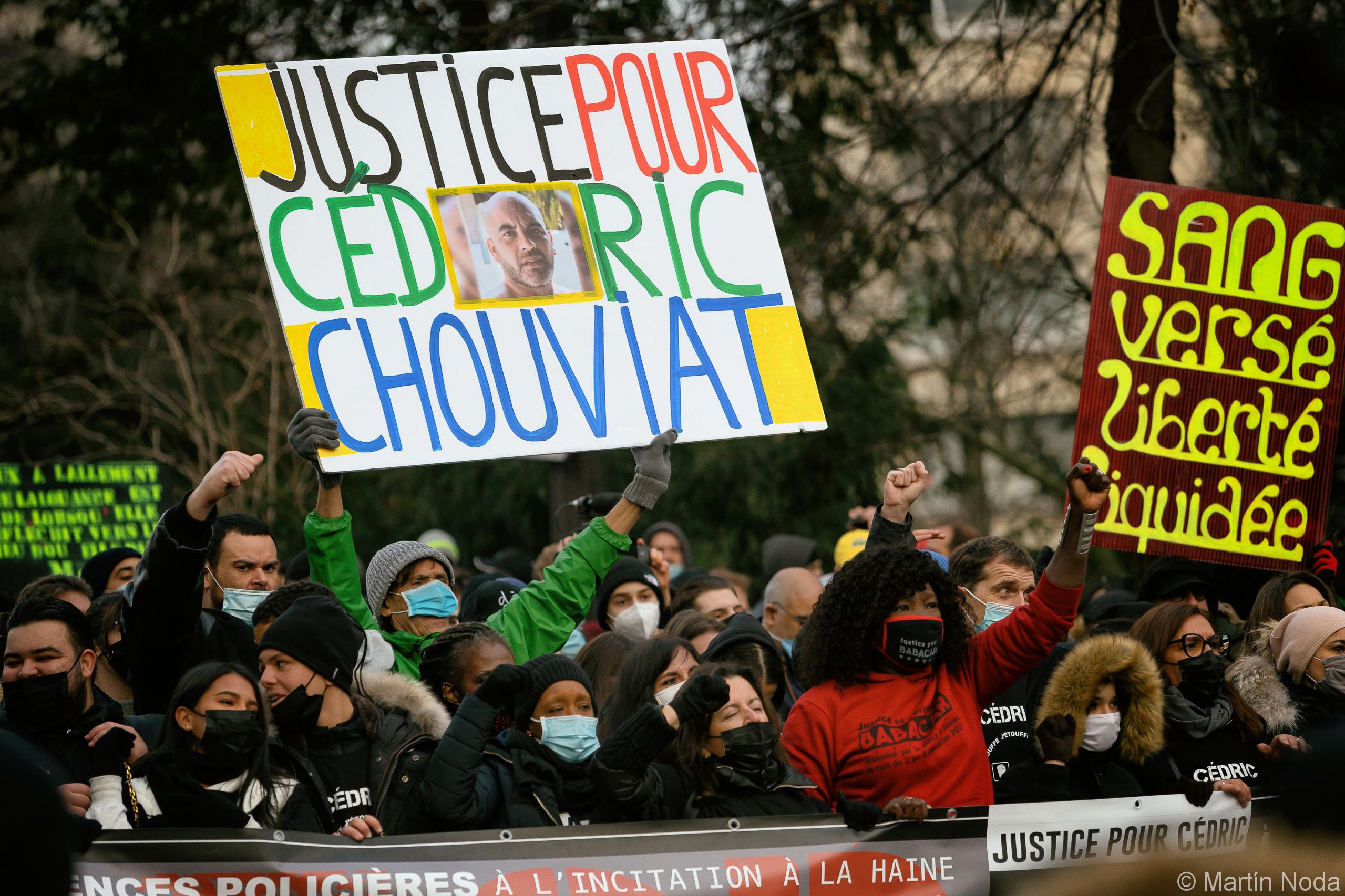 Manifestation demandant justice pour Cédric Chouviat, Paris, 3 janvier 2021.