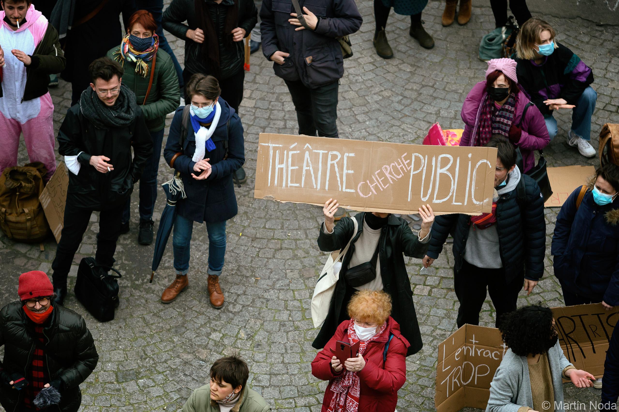Occupation du théâtre de l'Odéon, Paris, 10 mars 2021. 