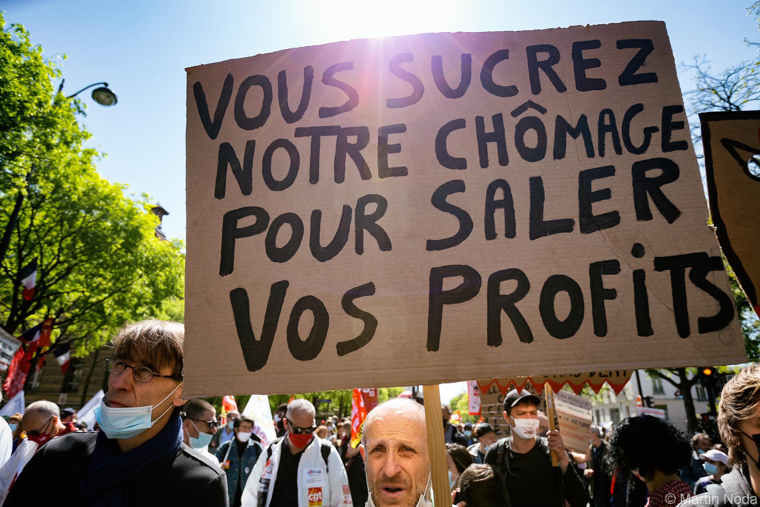 Manifestation à l'appel des occupants du théâtre de l'Odéon contre la reforme de l'assurance chômage, Paris, 23 avril 2021.
