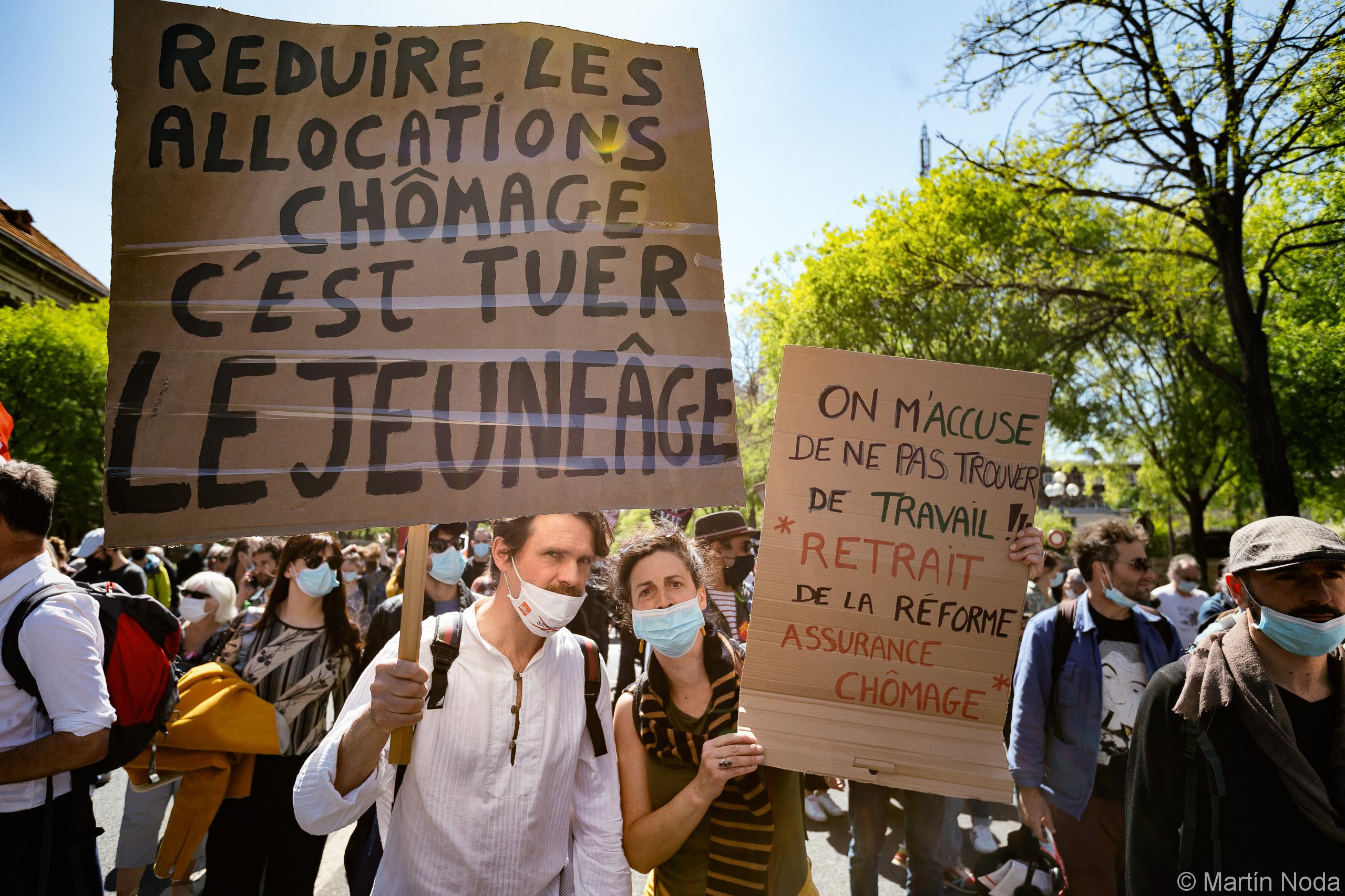 Manifestation à l'appel des occupants du théâtre de l'Odéon contre la reforme de l'assurance chômage, Paris, 23 avril 2021.
