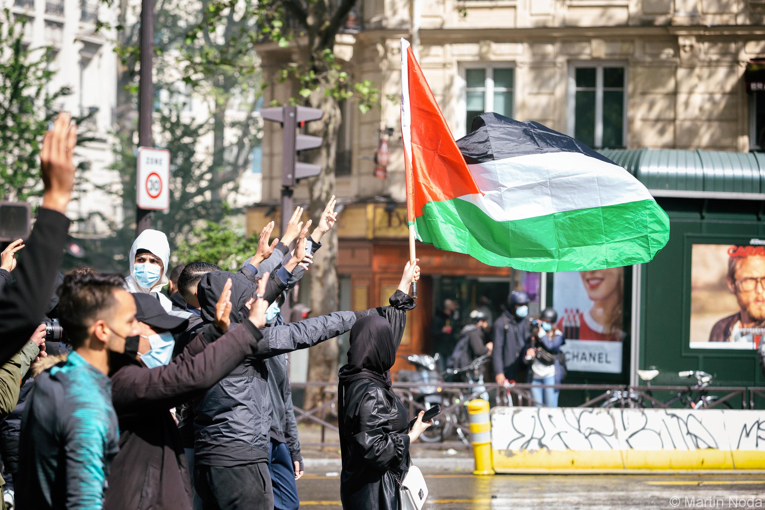France, Paris, 2021-05-15. Manifestation en soutien de la Palestine maintenue malgré son interdiction. 